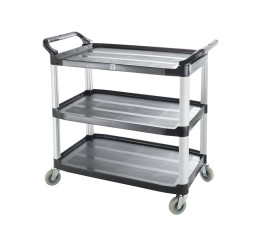 Black service cart with 3...