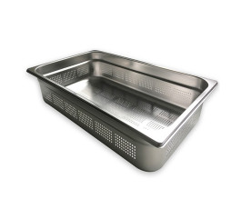 Vogue Stainless Steel Perforated 1/1 Gastronorm Pan with Overhanging Rim 3L 