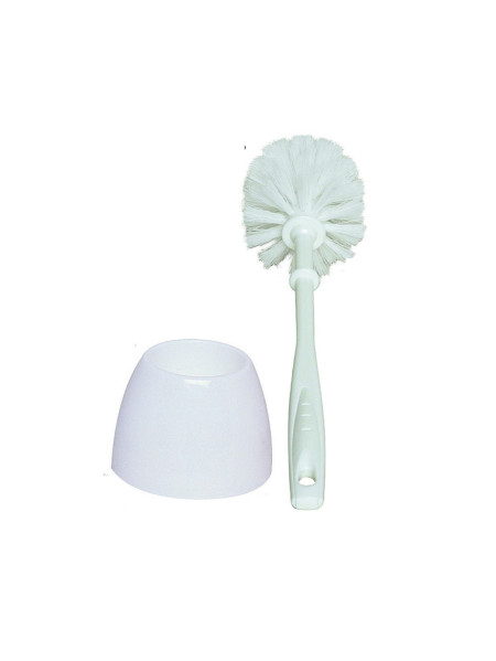 Ensemble brosse et socle wc blanc plastique diamètre 14 cm
